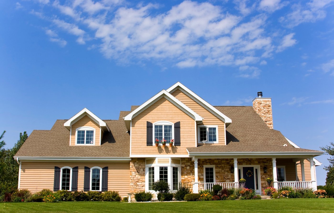 Luxurious executive mansion with blue sky