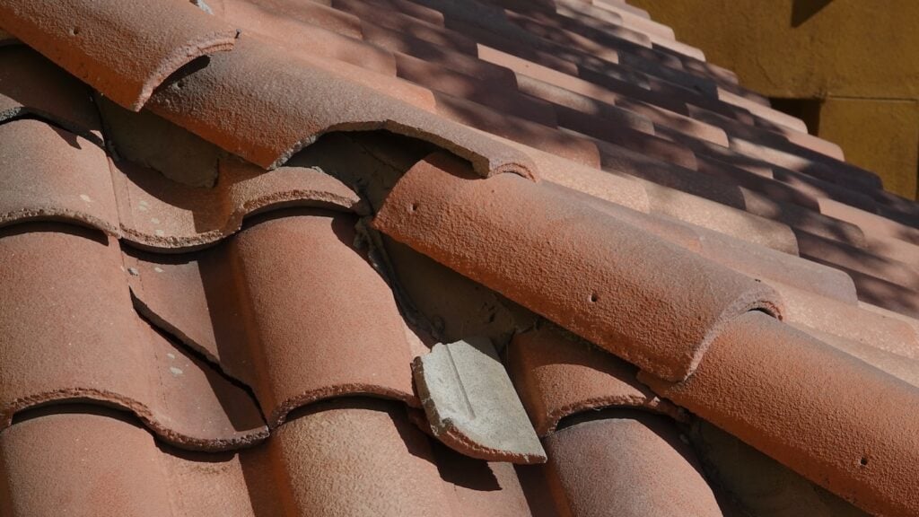 Broken roof tile