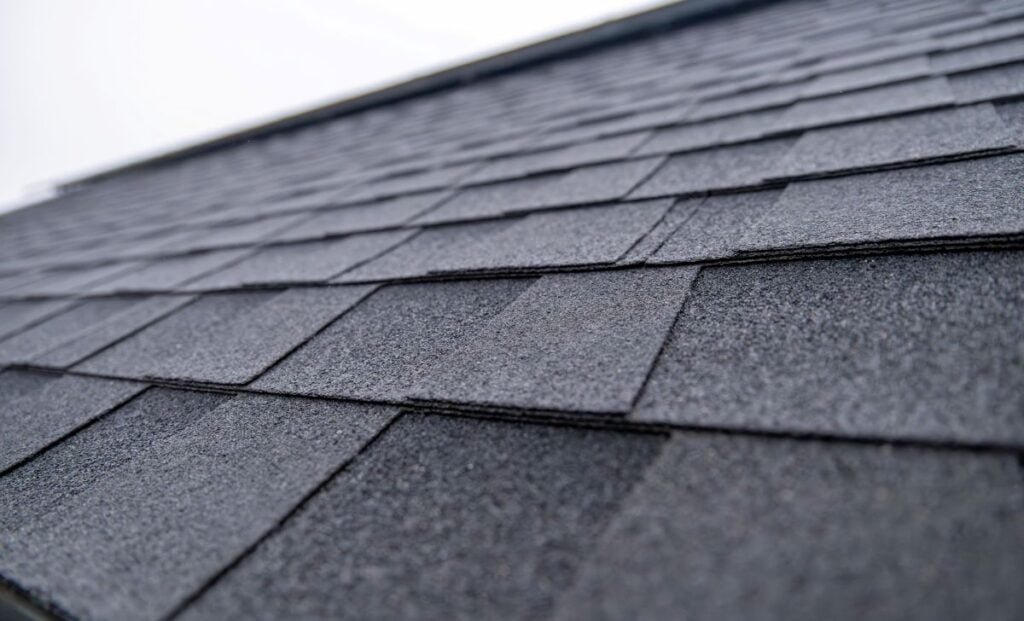 designer shingles close up dark grey asphalt