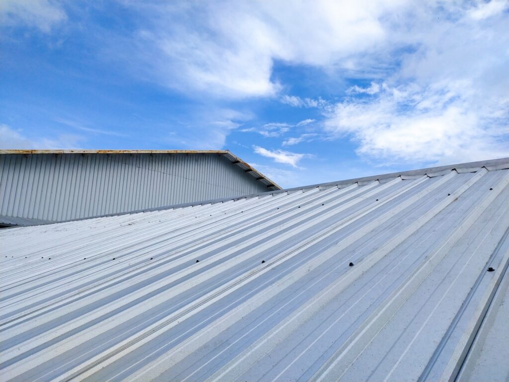 closeup of corrugated metal roof