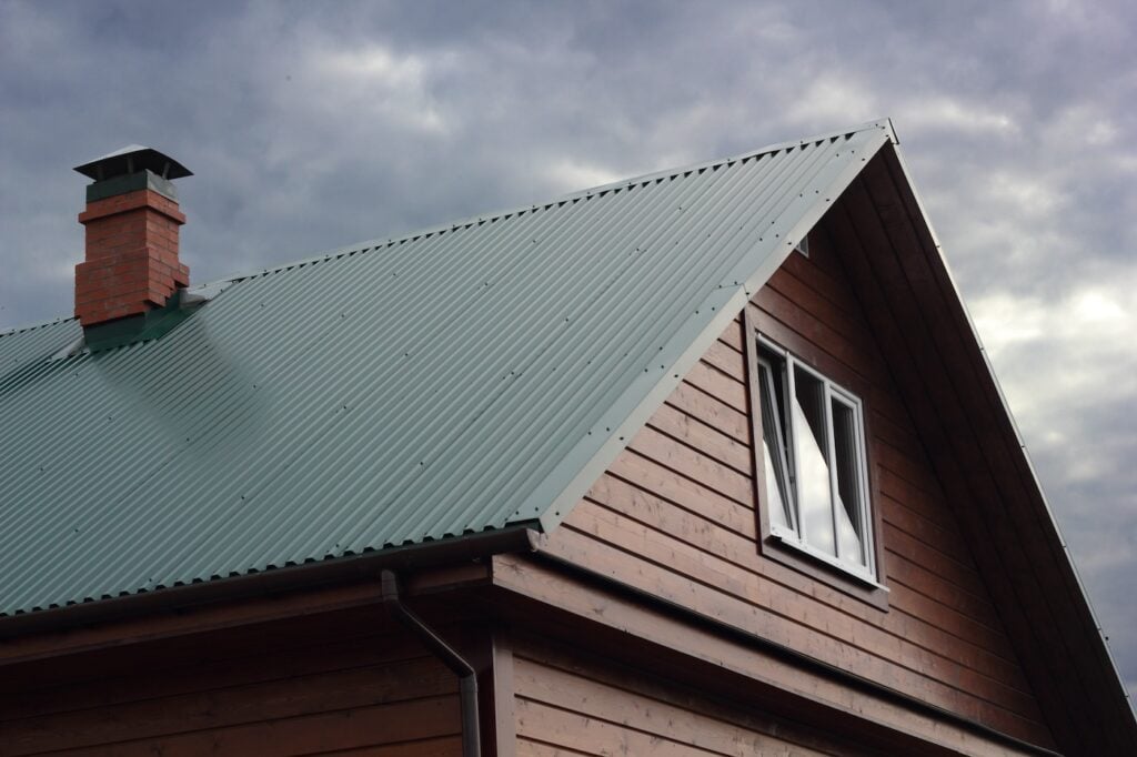 green corrugated metal roof