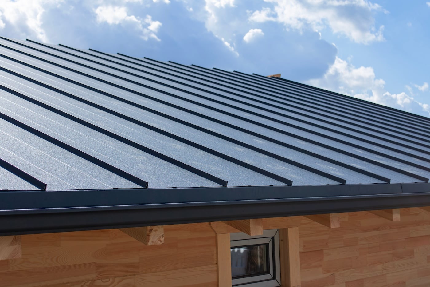 Dark gray standing seam metal roof